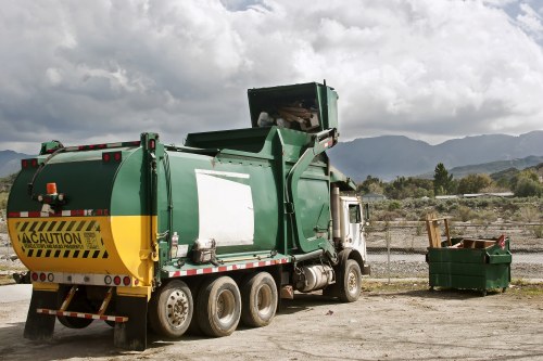 Workers managing builders waste efficiently